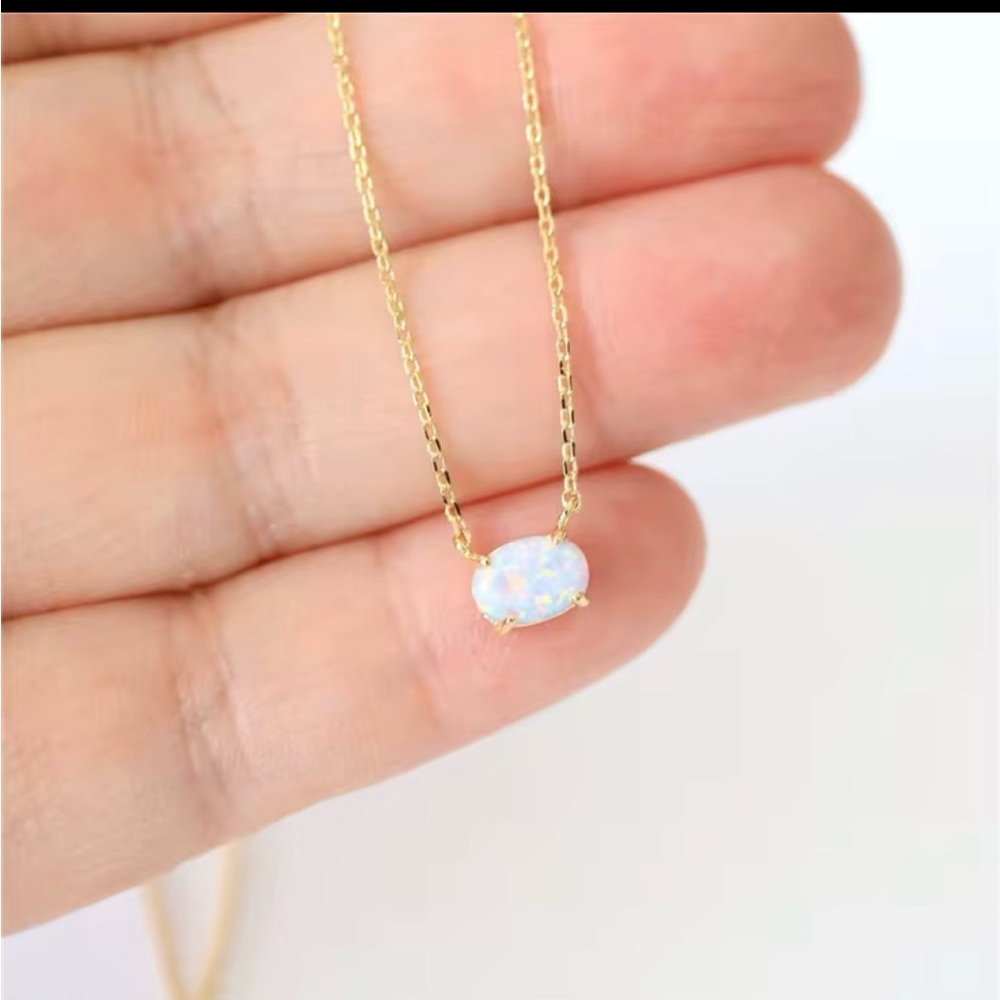 Dazzling Gold Necklace with Opal Charm